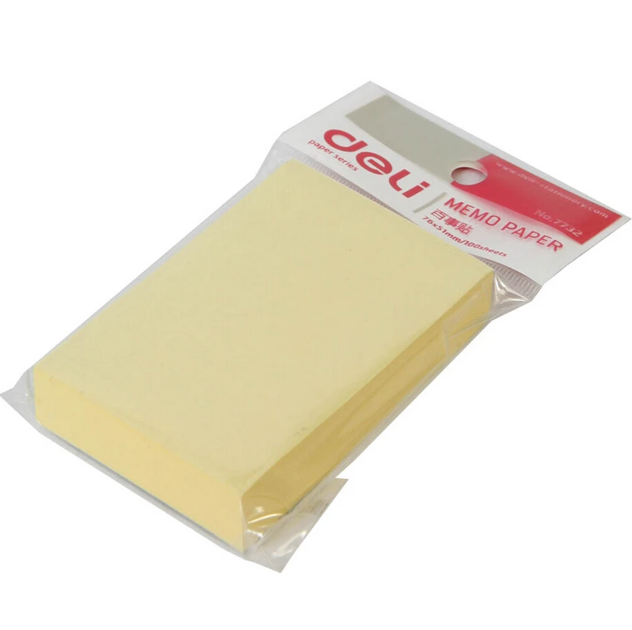 

6pcs/lot premium self-adhesive 51*76mm/100sheets memo paper high quality yellow sticky note Deli 7732