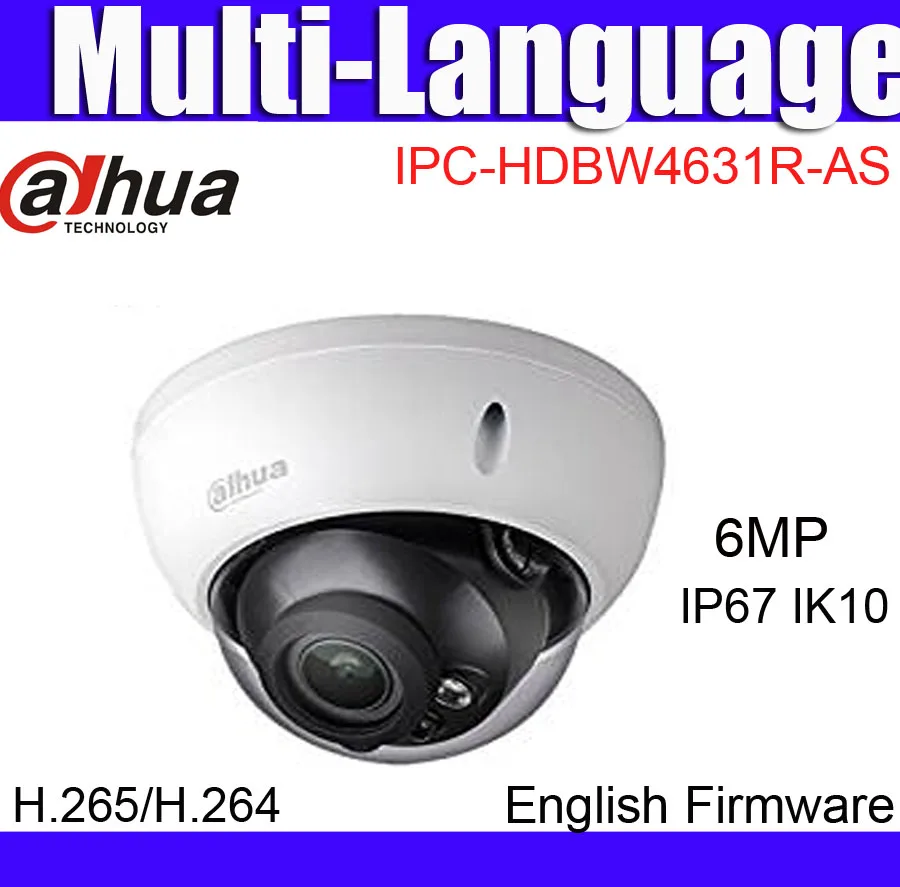 IPC-HDBW4631R-AS 6MP IP Camera IK10 IP67 30m IR Range built-in SD card slot Audio and Alarm interface CCTV Security Camera
IPC-HDBW4631R-AS 6MP IP Camera IK10 IP67 30m IR Range built-in SD card slot Audio and Alarm interface CCTV Security Camera