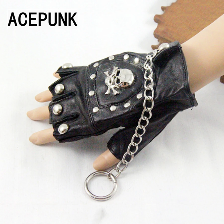 1 Pair Punk Hip-hop Leather Half Finger Gloves Men Driving Semi-Finger Male Sheepskin Gloves Cross Skull Skeleton Chain Glove
1 Pair Punk Hip-hop Leather Half Finger Gloves Men Driving Semi-Finger Male Sheepskin Gloves Cross Skull Skeleton Chain Glove