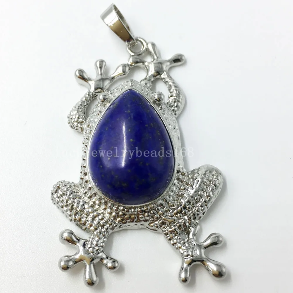 

Tiger Eye Lapis Lazuli Malachite Howlite Crystal Jaspe Opal Goldstone Aventurine Blue Sand Frog Pendant Bead WFH500