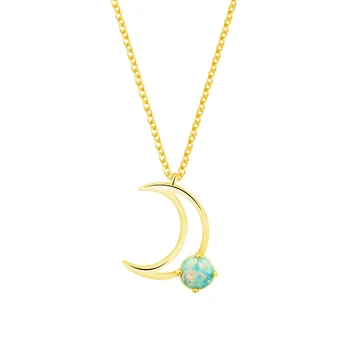 Delicate Crescent Moon Pendant Necklaces With Blue Opal Stone For Women Men Clavicle Chain Jewelry
Delicate Crescent Moon Pendant Necklaces With Blue Opal Stone For Women Men Clavicle Chain Jewelry