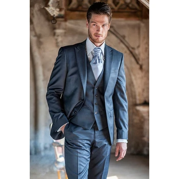 New Navy Blue Men Suits Slim Fit Skinny 3 Piece Classic Groom Tuxedos Custom Gentle Prom/Party Suit (Jacket+Pant+Vest)
New Navy Blue Men Suits Slim Fit Skinny 3 Piece Classic Groom Tuxedos Custom Gentle Prom/Party Suit (Jacket+Pant+Vest)