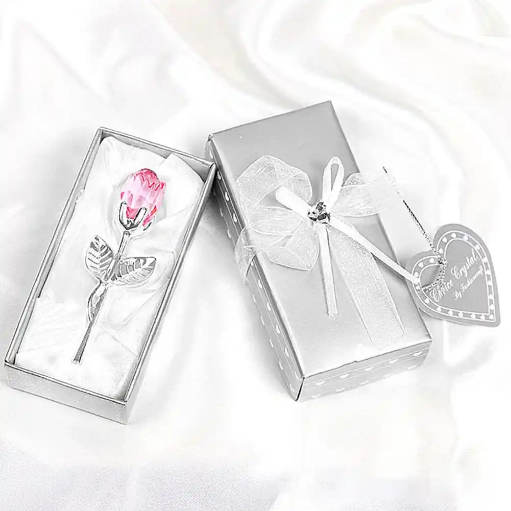 crystal glass rose flower figurines craft wedding