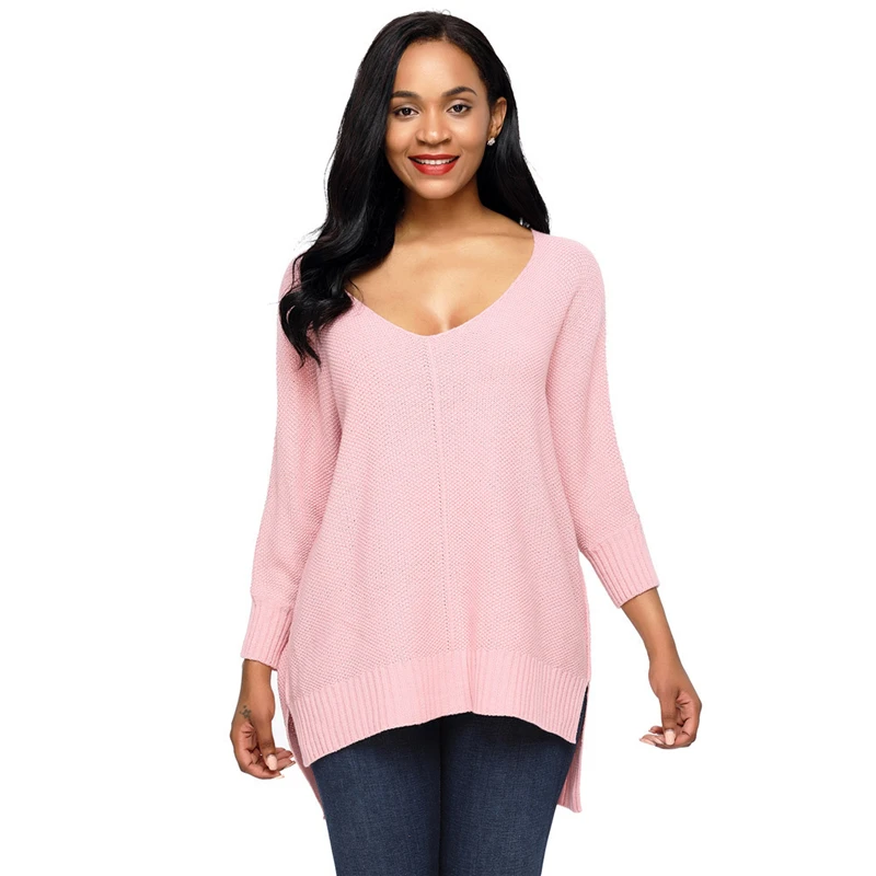 Women Deep V Neck Casual Sweater Ladies Knitted Solid Irregular Pullover Female High Elastic Fashion Sweater Jumper AA51944
Women Deep V Neck Casual Sweater Ladies Knitted Solid Irregular Pullover Female High Elastic Fashion Sweater Jumper AA51944