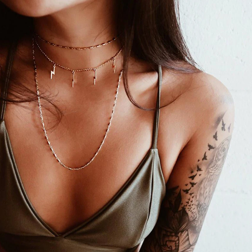 Summer Simple Gold Chain Layered lightning Choker Necklace For Women Multi Layer Chocker Necklaces collar collier femme
Summer Simple Gold Chain Layered lightning Choker Necklace For Women Multi Layer Chocker Necklaces collar collier femme
