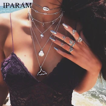 IPARAM Bohemia Multilayer Chain Choker Necklaces & Pendants for Women Punk Elephant Moon Shell Necklace Fashion Collar Jewelry
IPARAM Bohemia Multilayer Chain Choker Necklaces & Pendants for Women Punk Elephant Moon Shell Necklace Fashion Collar Jewelry