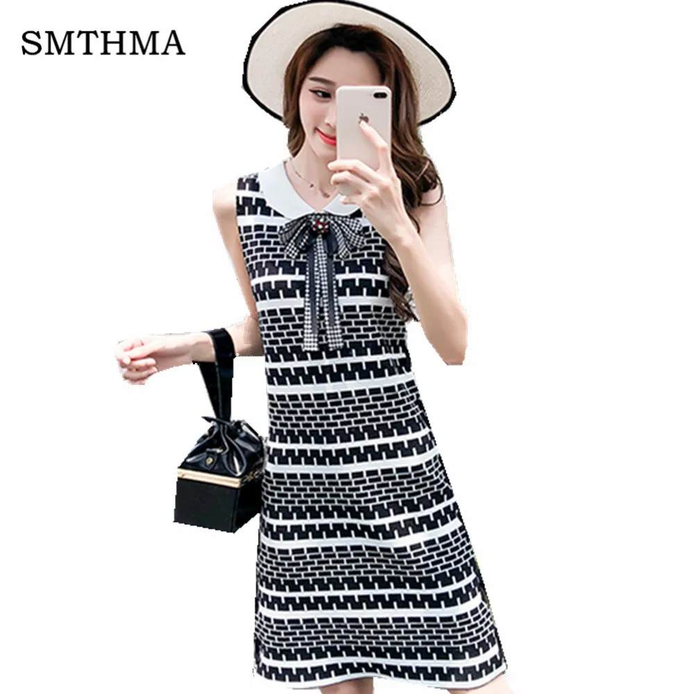 SMTHMA Korean Elegant Geometric Knitted Dresses Women 2019 Summer Casual Bow Fashion Chic Dress vestidos
SMTHMA Korean Elegant Geometric Knitted Dresses Women 2019 Summer Casual Bow Fashion Chic Dress vestidos
