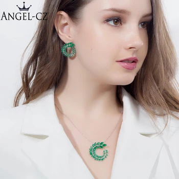 ANGELCZ High Quality Marquise Green Cubic Zirconia Nigeria 2Pcs Set For Women Luxury Brand Necklace Earrings Jewelry Sets AJ073
ANGELCZ High Quality Marquise Green Cubic Zirconia Nigeria 2Pcs Set For Women Luxury Brand Necklace Earrings Jewelry Sets AJ073