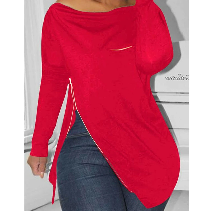 Women Long Sleeve Asymmetrical Top High Low Hem Baggy Tunic Shirt Jumper Top Loose Zipper Solid Casual Pullover Tops
Women Long Sleeve Asymmetrical Top High Low Hem Baggy Tunic Shirt Jumper Top Loose Zipper Solid Casual Pullover Tops