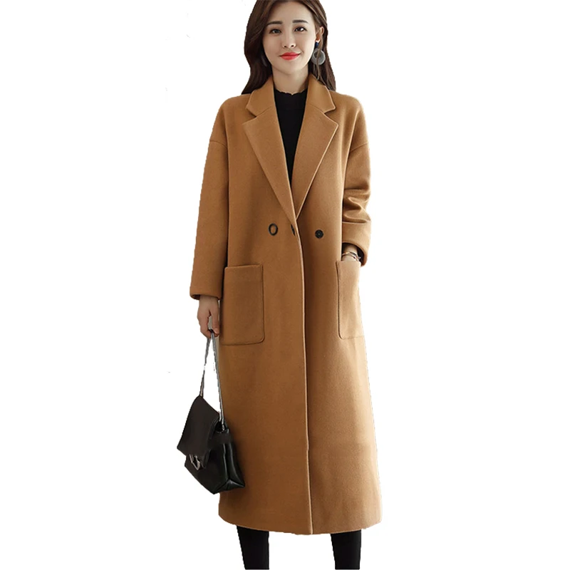 Winter Women Wool Coat Jacket Longer 2019 High Quality Korean Womens Woolen Coats Jackets Black/Khaki/Red
Winter Women Wool Coat Jacket Longer 2019 High Quality Korean Womens Woolen Coats Jackets Black/Khaki/Red