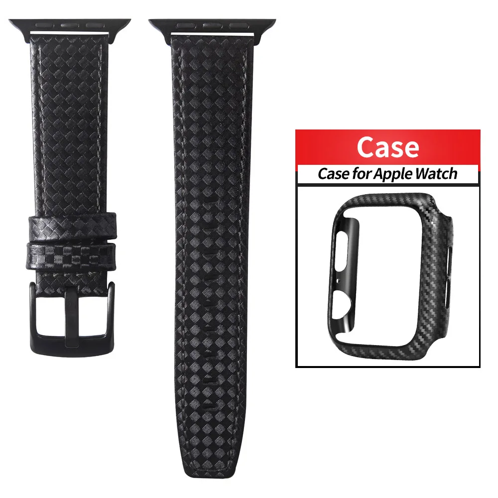 New Style Carbon Fiber Pattern Strap with Cover Case for Apple Watch Band Series 5 4 3 Leather Bracelet for iWatch 40/44/38/42mm
New Style Carbon Fiber Pattern Strap with Cover Case for Apple Watch Band Series 5 4 3 Leather Bracelet for iWatch 40/44/38/42mm