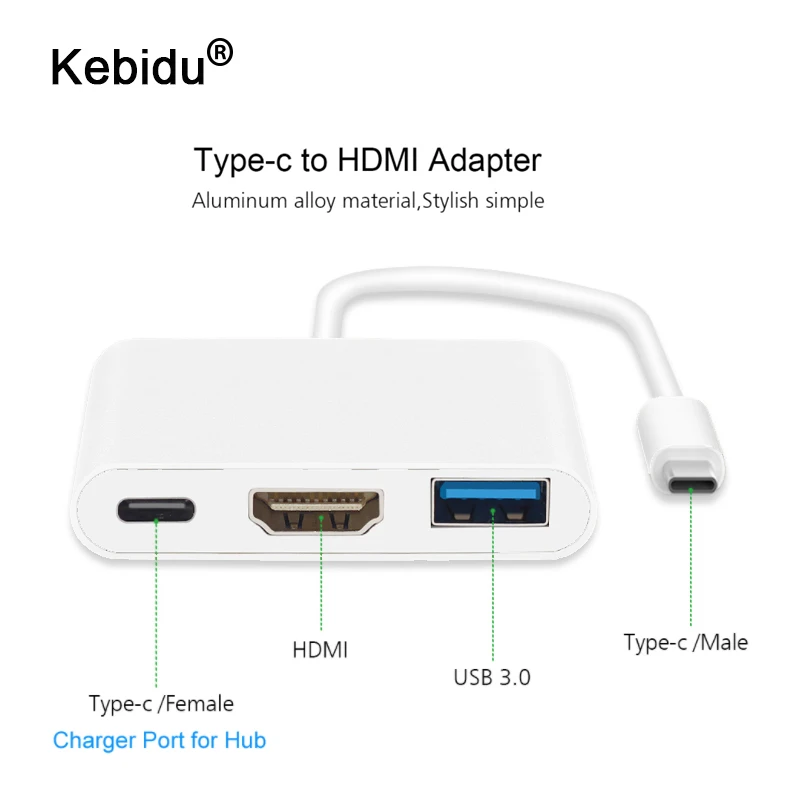 kebidu Type-C USB C to HDMI USB 3.1 Type c Adapter Cable Charging Converter Male to Female Digital AV Multiport Adapter
kebidu Type-C USB C to HDMI USB 3.1 Type c Adapter Cable Charging Converter Male to Female Digital AV Multiport Adapter