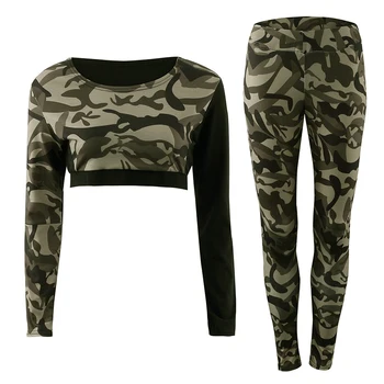 Fashion Women Camouflage Suit Gropped Long Sleeve Tops Full Length Pants Workout Bodybuilding Skinny Slim Fit Trouser For Jogger
Fashion Women Camouflage Suit Gropped Long Sleeve Tops Full Length Pants Workout Bodybuilding Skinny Slim Fit Trouser For Jogger