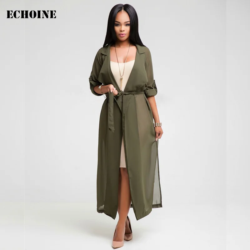 Chiffon Long Cardigans with Belt Elegant Casual Coat Women Spring Autumn Lapel Loose Solid Ladies Chiffon Outwear Office Ladies 
Chiffon Long Cardigans with Belt Elegant Casual Coat Women Spring Autumn Lapel Loose Solid Ladies Chiffon Outwear Office Ladies