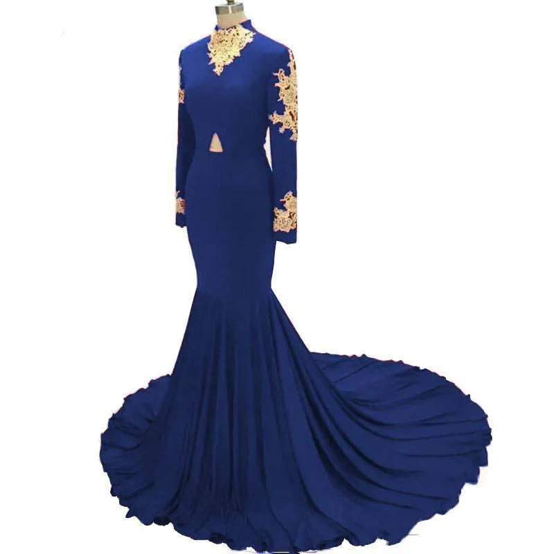 Doragrace Real Photo Gorgeous Applique High Neck Long Sleeve Mermaid Prom Gowns Royal Blue Evening Dresses
Doragrace Real Photo Gorgeous Applique High Neck Long Sleeve Mermaid Prom Gowns Royal Blue Evening Dresses