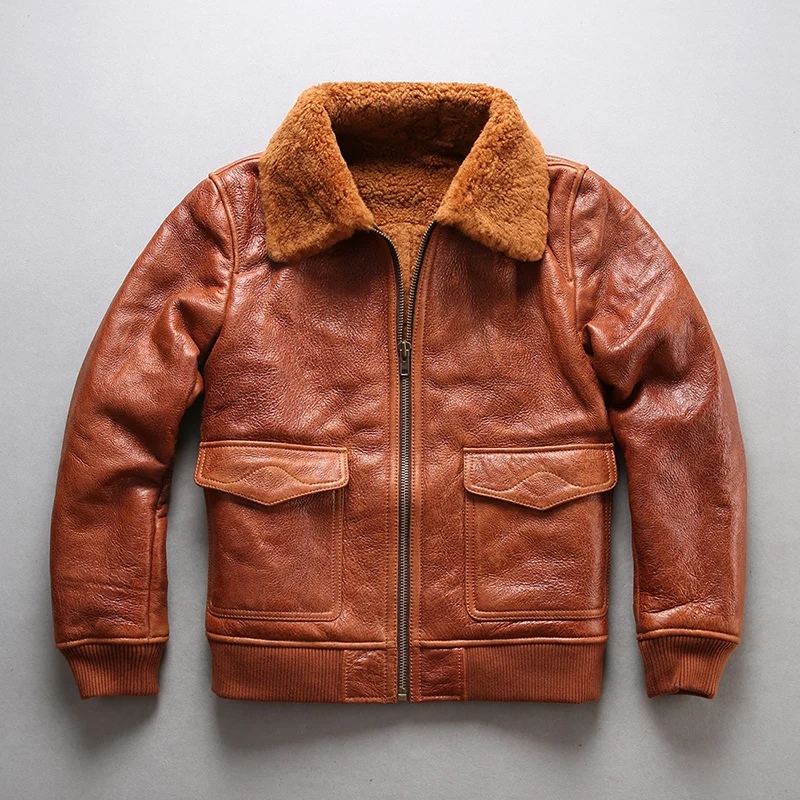Brand Large Size Genuine Sheep Leather Jacket Men's Super Quality Warm Shearling Coats Avirex Fly Bomber Military Fur G1 Jacket
Brand Large Size Genuine Sheep Leather Jacket Men's Super Quality Warm Shearling Coats Avirex Fly Bomber Military Fur G1 Jacket