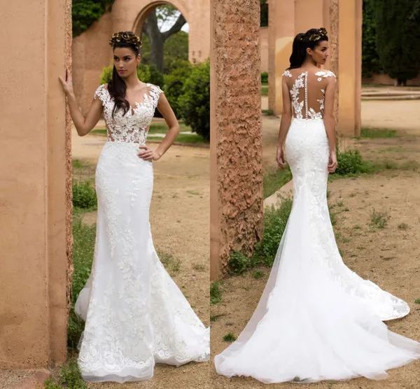 White Mermaid Wedding Dresses 2019 Elegant Lace Cap Sleeves Sheer Back vestido de noiva robe de mariee Gelinlik boda Custom Make
White Mermaid Wedding Dresses 2019 Elegant Lace Cap Sleeves Sheer Back vestido de noiva robe de mariee Gelinlik boda Custom Make