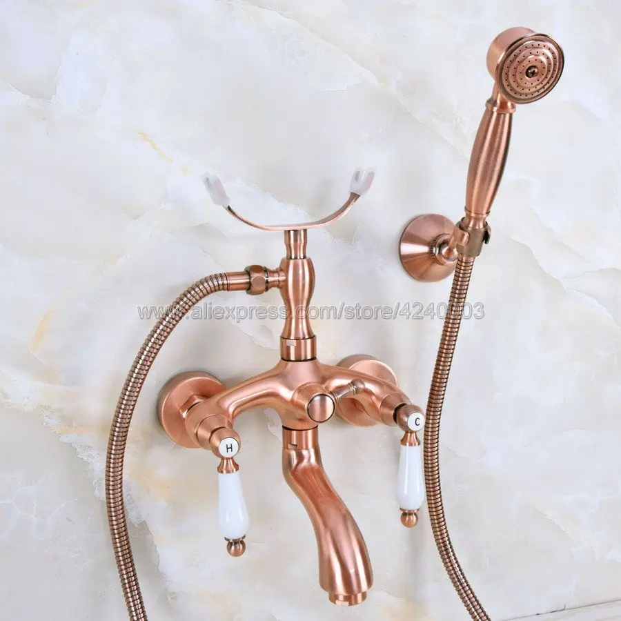 Antique Red Copper Dual Handles Brass Bathtub Faucet Set Wall Mount with Handshower Bath Shower Mixer Taps Kna364
Antique Red Copper Dual Handles Brass Bathtub Faucet Set Wall Mount with Handshower Bath Shower Mixer Taps Kna364