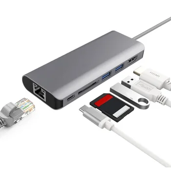 6 in 1 USB 3.1 Type C 4K Video HDMI RJ45 USB 3.0 Hub Adapter with SD/TF Card Reader Type C PD Charging Port for MacBook Pro
6 in 1 USB 3.1 Type C 4K Video HDMI RJ45 USB 3.0 Hub Adapter with SD/TF Card Reader Type C PD Charging Port for MacBook Pro