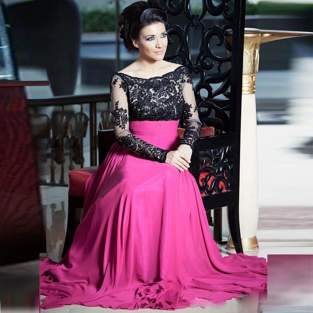 Robe De Soiree Black Full Sleeves Mother of the Bride Dresses 2018 Sheer Formal Party Pageant Gowns Plus Size Dubai Kaftan
Robe De Soiree Black Full Sleeves Mother of the Bride Dresses 2018 Sheer Formal Party Pageant Gowns Plus Size Dubai Kaftan