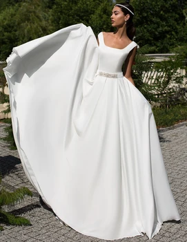 A-line Wedding Dresses Simple White Ivory Robe de Mriage gelinlik Beaded Plus Size Bridal Gown
A-line Wedding Dresses Simple White Ivory Robe de Mriage gelinlik Beaded Plus Size Bridal Gown