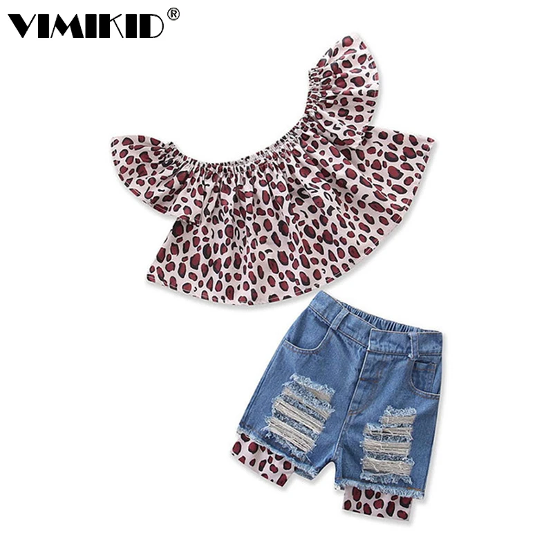 VIMIKID Ins Fashion New Kids Clothing Girls Suit Leopard Print One-word Collar Top+Jeans Shorts Pieces Baby Girls Clothes Set
VIMIKID Ins Fashion New Kids Clothing Girls Suit Leopard Print One-word Collar Top+Jeans Shorts Pieces Baby Girls Clothes Set