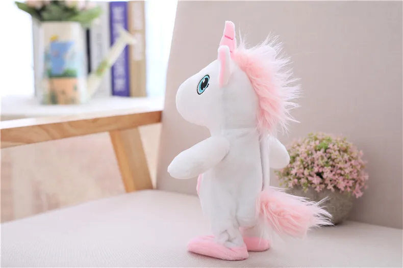 walking talking unicorn plush toy