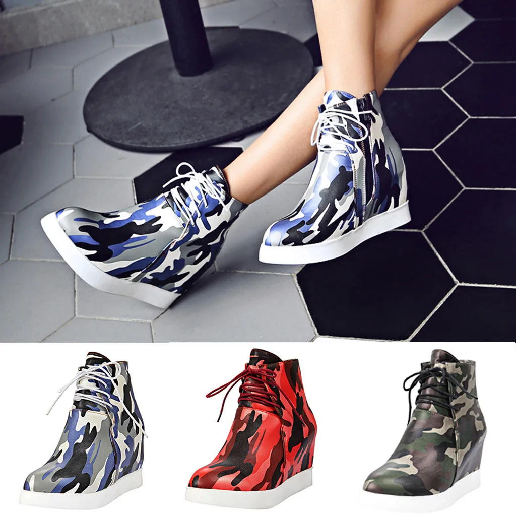 Women's Fashion Camouflage Ankle Boots Wedges Booties Lace-Up Shoes For Womens C1
Women's Fashion Camouflage Ankle Boots Wedges Booties Lace-Up Shoes For Womens C1