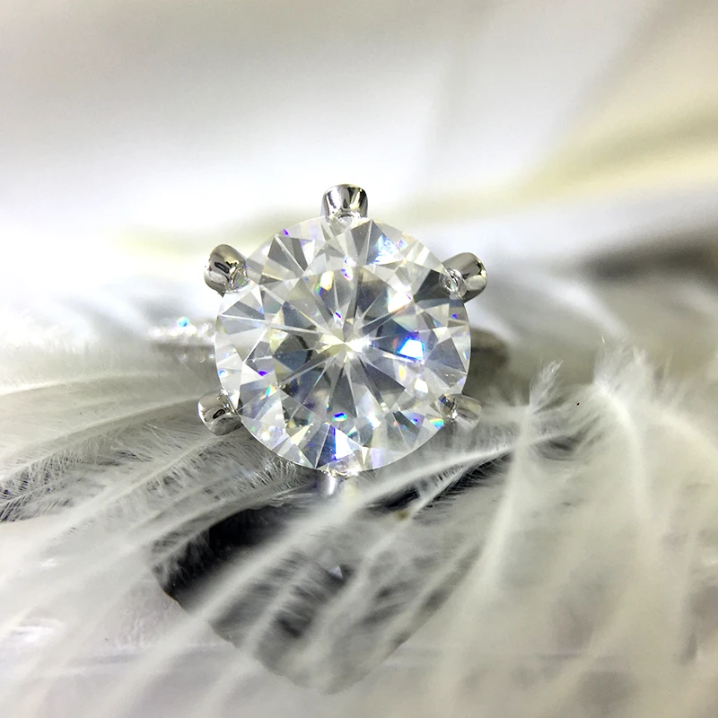 Женское Обручальное Кольцо AEAW 4Ct EF Carat круглое блестящее кольцо из моиссанита 14 к