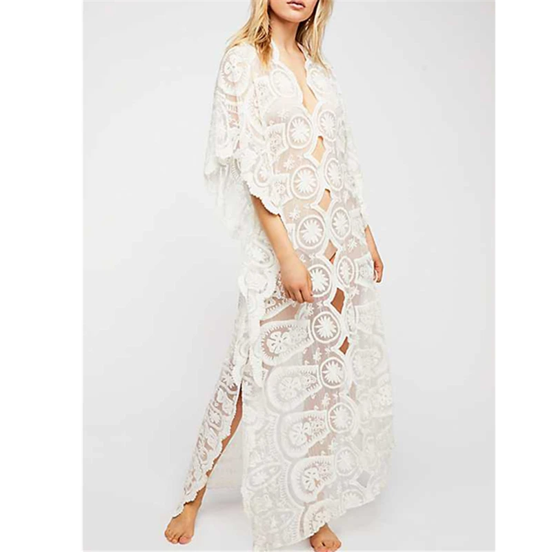 Kaftan Tunice Long White Skirt Beach Dress Swim Cover Up Sexy Lace Up Batwing Sleeve Side Split Swimwear Dress Large Size
Kaftan Tunice Long White Skirt Beach Dress Swim Cover Up Sexy Lace Up Batwing Sleeve Side Split Swimwear Dress Large Size