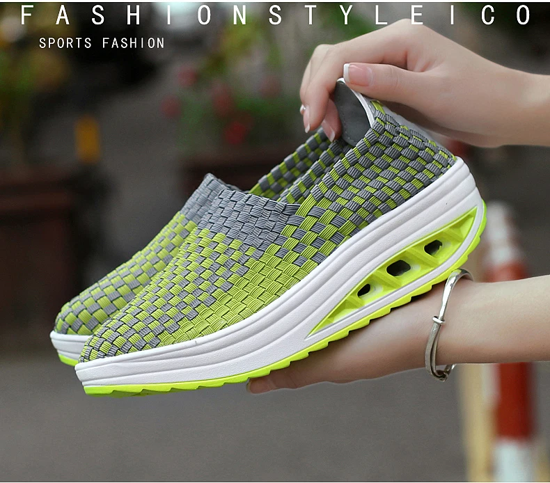 2019 Spring women sneakers flat woven shoes women platform sneakers shoes ladies wedge shoes female walking shoes (10)
