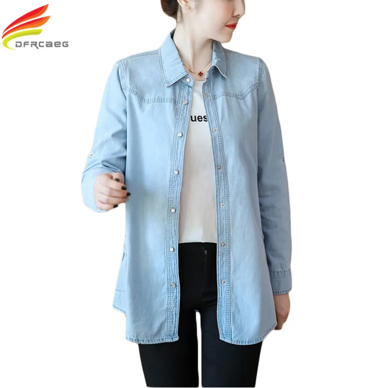 2018 Autumn Fashion Long Denim Shirt Women Plus Size Loose Pockets Blouses Long Sleeve Blusa Jeans Casual Cotton Woman Top Femme
2018 Autumn Fashion Long Denim Shirt Women Plus Size Loose Pockets Blouses Long Sleeve Blusa Jeans Casual Cotton Woman Top Femme