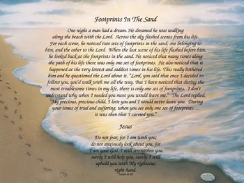 Inspirational Footprints Poem in the Sand Art Fabric poster 17x13"/32x24"Decor 02
Inspirational Footprints Poem in the Sand Art Fabric poster 17x13"/32x24"Decor 02