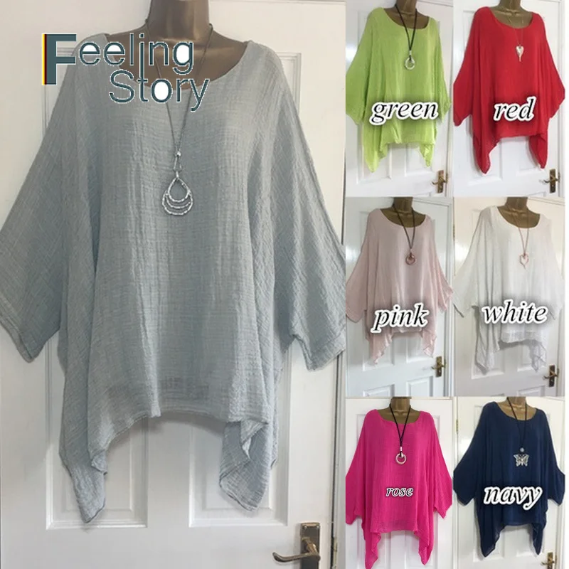 Casual Tunics 5X Plus Size Batwing Sleeve Womens Blouses Loose Solid O Neck Half Sleeve Linen Shirt Women Asymmetric Tops Blouse
Casual Tunics 5X Plus Size Batwing Sleeve Womens Blouses Loose Solid O Neck Half Sleeve Linen Shirt Women Asymmetric Tops Blouse