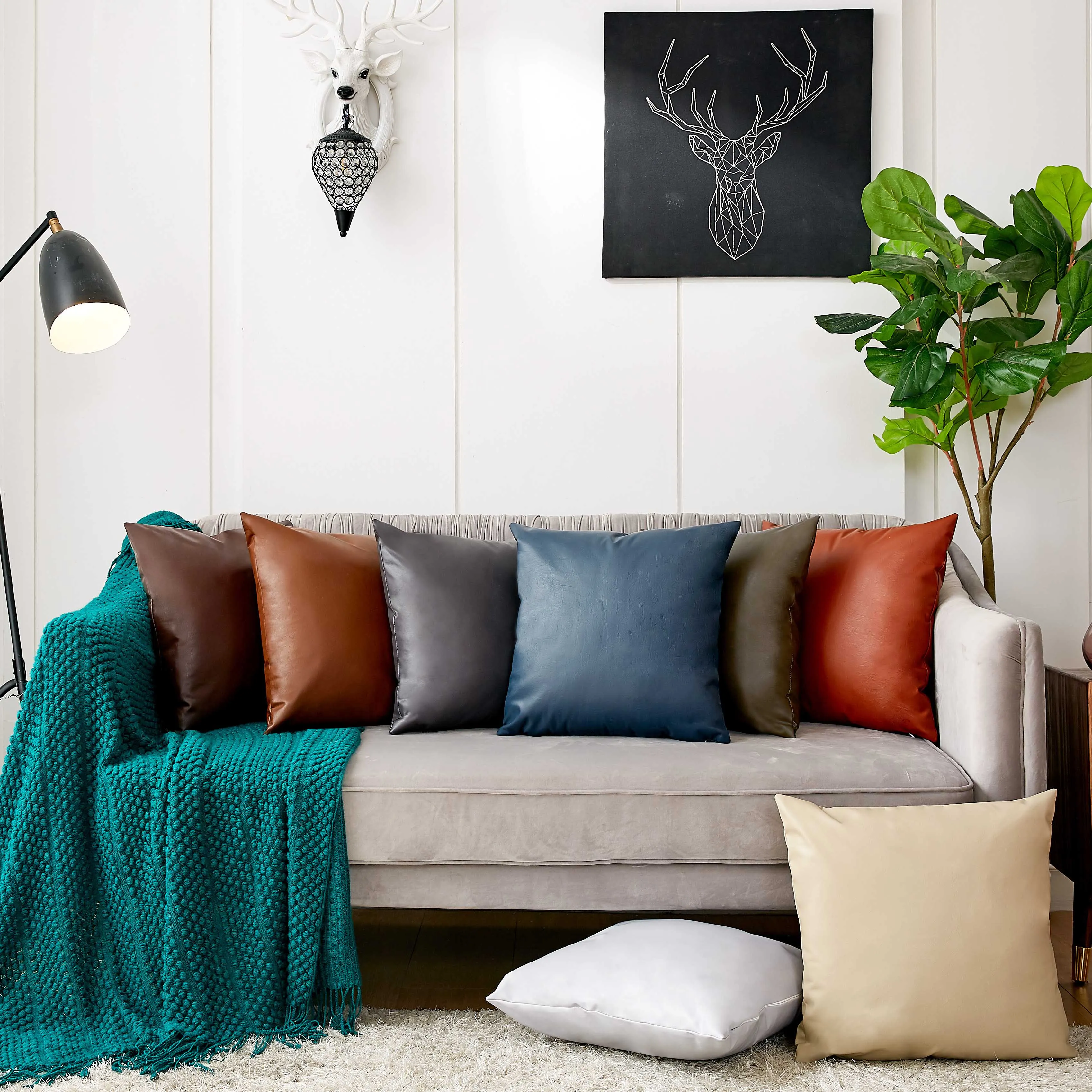 

Cushion Cover 45x45cm Throw Pillows Imitation Leather Decorative Pillow Home Decor Funda Cojin Sofa Living Room Car Decoration