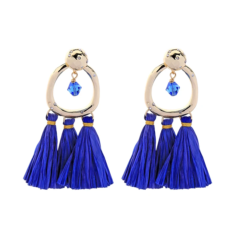 Bohemia Ethnic Raffia Tassel Earrings For Women New Fashion Jewelry Vintage Statement Charm Dress Accessories | Украшения и