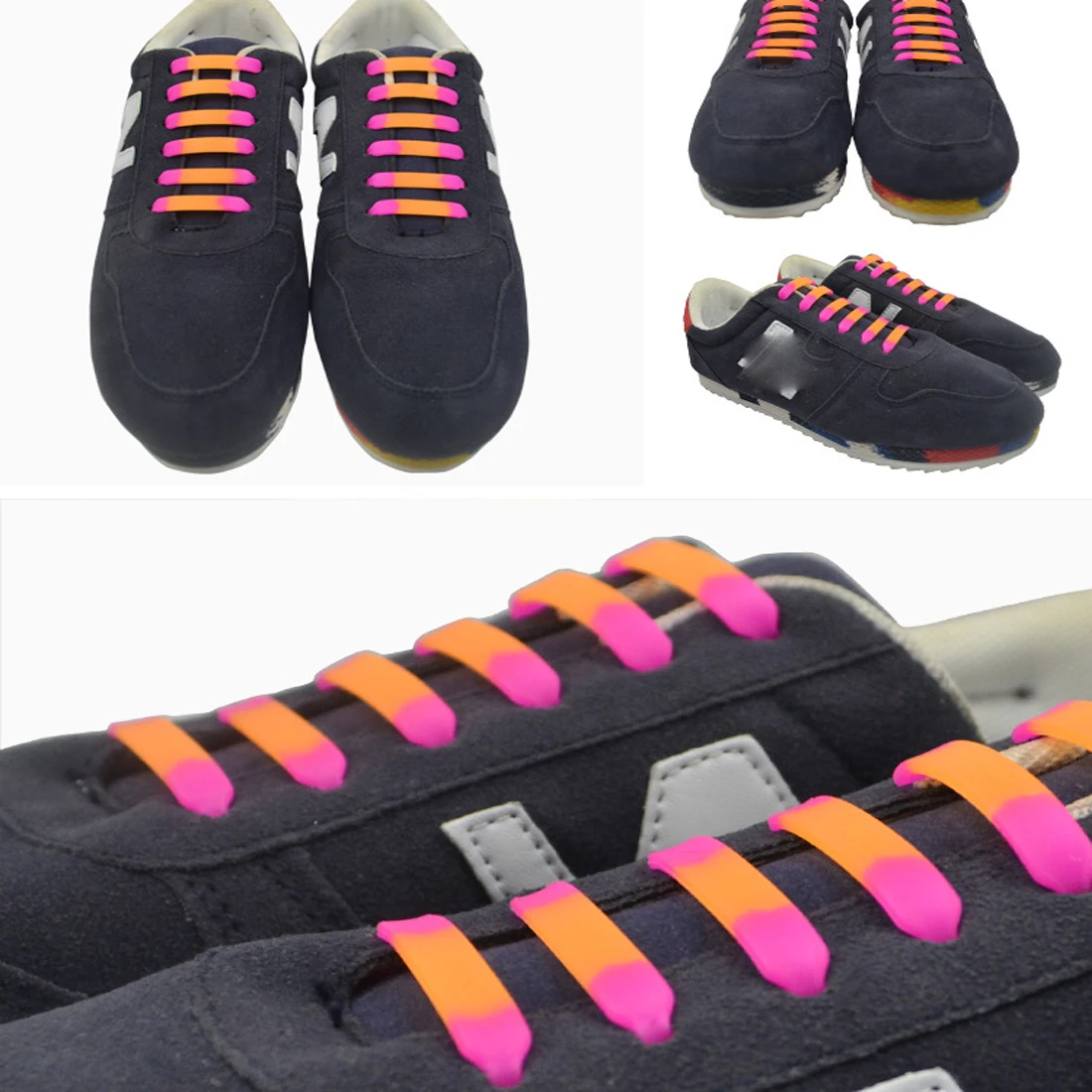 Эластичные Силиконовые шнурки 12 шт./лот для обуви специальные без завязывания