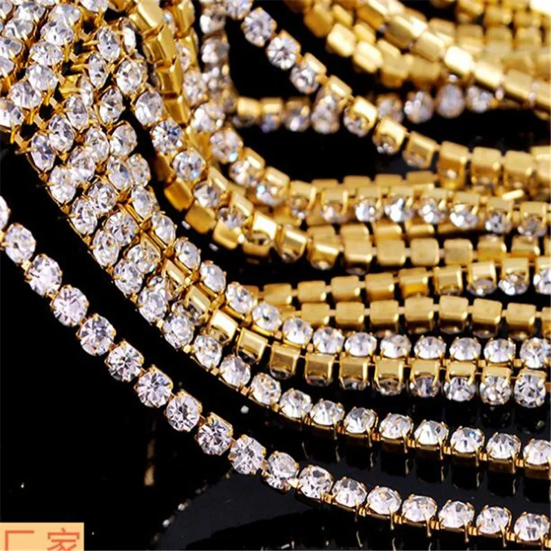 SS12 3mm AB white Rhinestone silver gold Cup Claw Chain dense crystal strass rhinestones claw chain B031
SS12 3mm AB white Rhinestone silver gold Cup Claw Chain dense crystal strass rhinestones claw chain B031