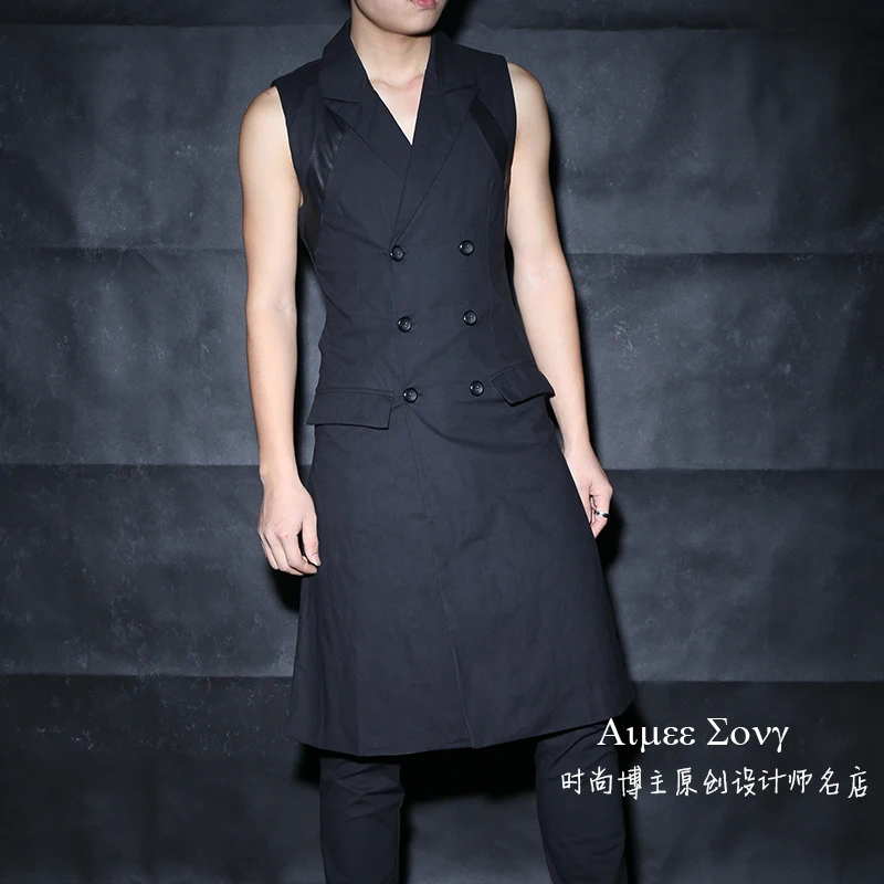 XS-6XL 2018 Men clothing fashion personality long vest punk suit collar slim long design cardigan performance Singer costumes
XS-6XL 2018 Men clothing fashion personality long vest punk suit collar slim long design cardigan performance Singer costumes