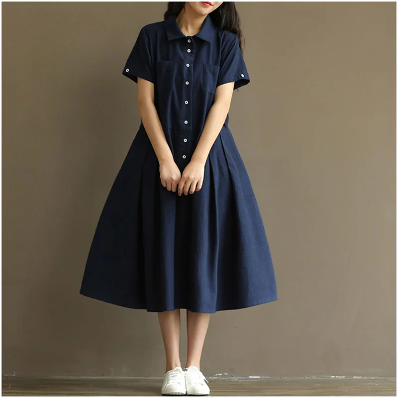 Mori Girl Summer Dress Cotton Linen Shirt Dress Turn Down Collar Short Sleeve High Waist Pleated Women Summer Dresses
Mori Girl Summer Dress Cotton Linen Shirt Dress Turn Down Collar Short Sleeve High Waist Pleated Women Summer Dresses
