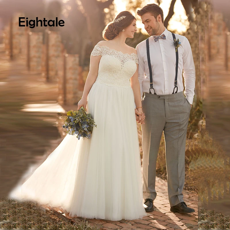 Eightale Plus Size Wedding Dresses Boho Boat Neck Elegant Lace A-Line Tulle Appliqued Cap Sleeves Bridal Dress Wedding Gowns
Eightale Plus Size Wedding Dresses Boho Boat Neck Elegant Lace A-Line Tulle Appliqued Cap Sleeves Bridal Dress Wedding Gowns