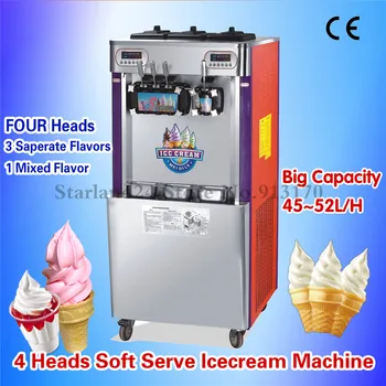 4 Heads Soft Ice Cream Machine Floor-standing Ice Cream Maker Machine Yield 60~65liters/H Digital Control Easy Operation
4 Heads Soft Ice Cream Machine Floor-standing Ice Cream Maker Machine Yield 60~65liters/H Digital Control Easy Operation