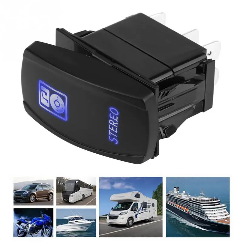 Universal DC12V24V ON-OFF Rocker Toggle Switch Blue LED Light with Stereo Symbol for Car Boat Marine New Arrive
Universal DC12V24V ON-OFF Rocker Toggle Switch Blue LED Light with Stereo Symbol for Car Boat Marine New Arrive