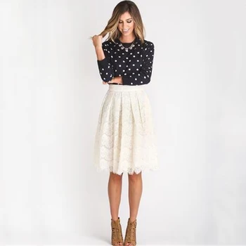 Ivory Causal Pleated Lace Knee Length Skirt Zipper waist A-line Custom Made Elegant Saia with Pockets Chic Female Short Saia
Ivory Causal Pleated Lace Knee Length Skirt Zipper waist A-line Custom Made Elegant Saia with Pockets Chic Female Short Saia