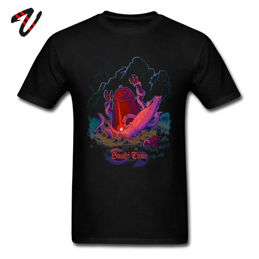 Printed _black T Shirt Slim Fit Short Sleeve Men T-shirts TpicOriginaltitle Printed On Autumn Tshirts Crewneck Sushi Time 21581 black