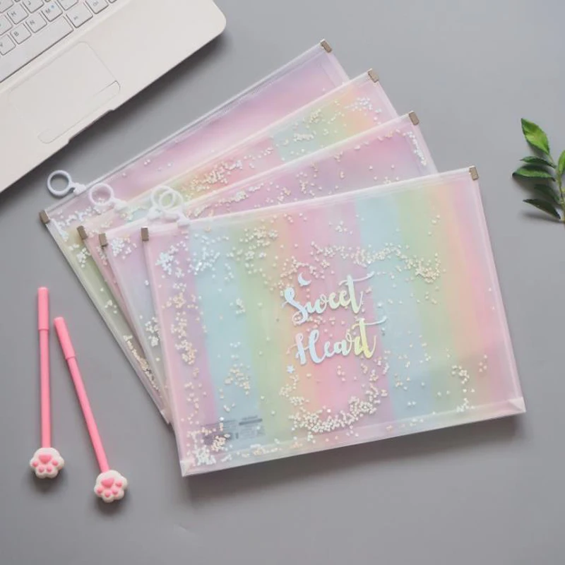 1 Pcs Kawaii A4 Laser Transparent Shining Rainbow Color PP Zipper Document Bags Storage Organizer File Folder Stationery Gifts
1 Pcs Kawaii A4 Laser Transparent Shining Rainbow Color PP Zipper Document Bags Storage Organizer File Folder Stationery Gifts