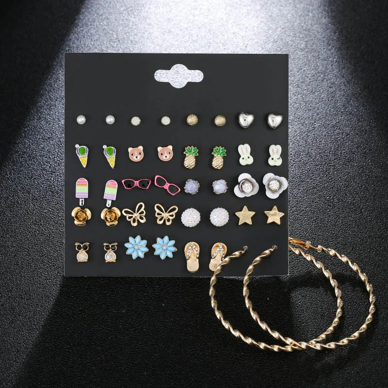 Fashionable Punk Purple Crystal Womens Stud Earrings 20 Pairs/lot Glamur Geometric Flower Earings For Female Brincos Set
Fashionable Punk Purple Crystal Womens Stud Earrings 20 Pairs/lot Glamur Geometric Flower Earings For Female Brincos Set