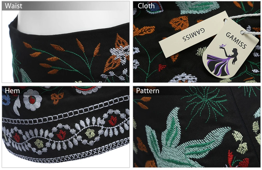 CharMma Women Embroidered Skirt Vintage Pencil Short Skirts (2)