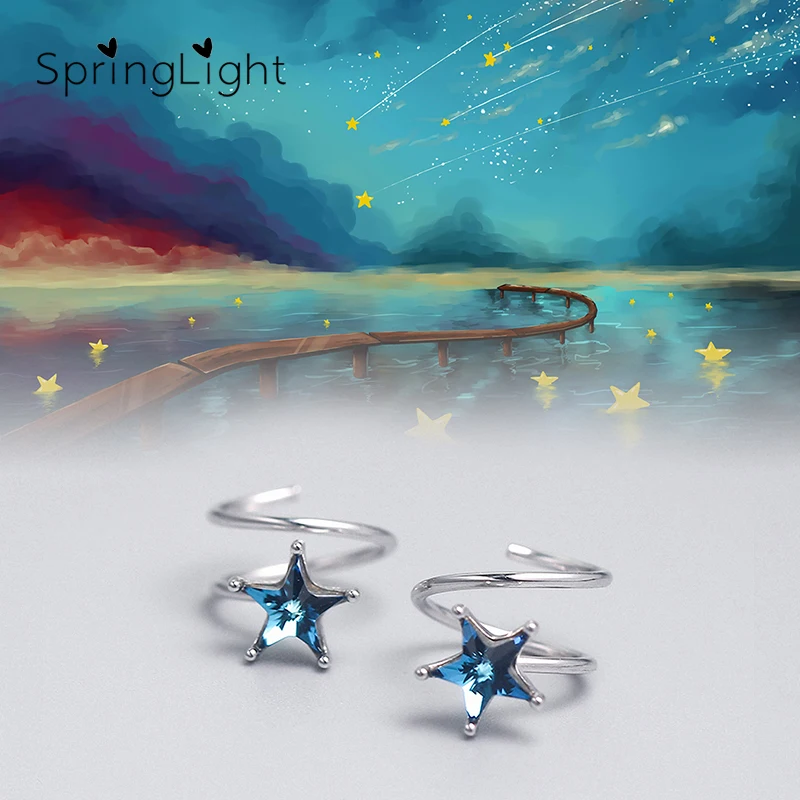 SpringLight Blue Crystal Earring Real 925 Sterling Silver Design Fine Jewelry Cute Bright Star Spiral Stud Earrings for Women
SpringLight Blue Crystal Earring Real 925 Sterling Silver Design Fine Jewelry Cute Bright Star Spiral Stud Earrings for Women