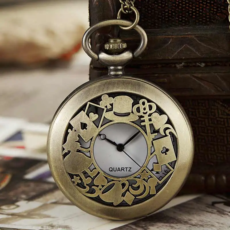 Alice in Wonderland Quartz Pocket Watch Chains Necklace Pendant Key Rabbit Fob Vintage Watches Steampunk Gifts Reloj De Bolsillo
Alice in Wonderland Quartz Pocket Watch Chains Necklace Pendant Key Rabbit Fob Vintage Watches Steampunk Gifts Reloj De Bolsillo